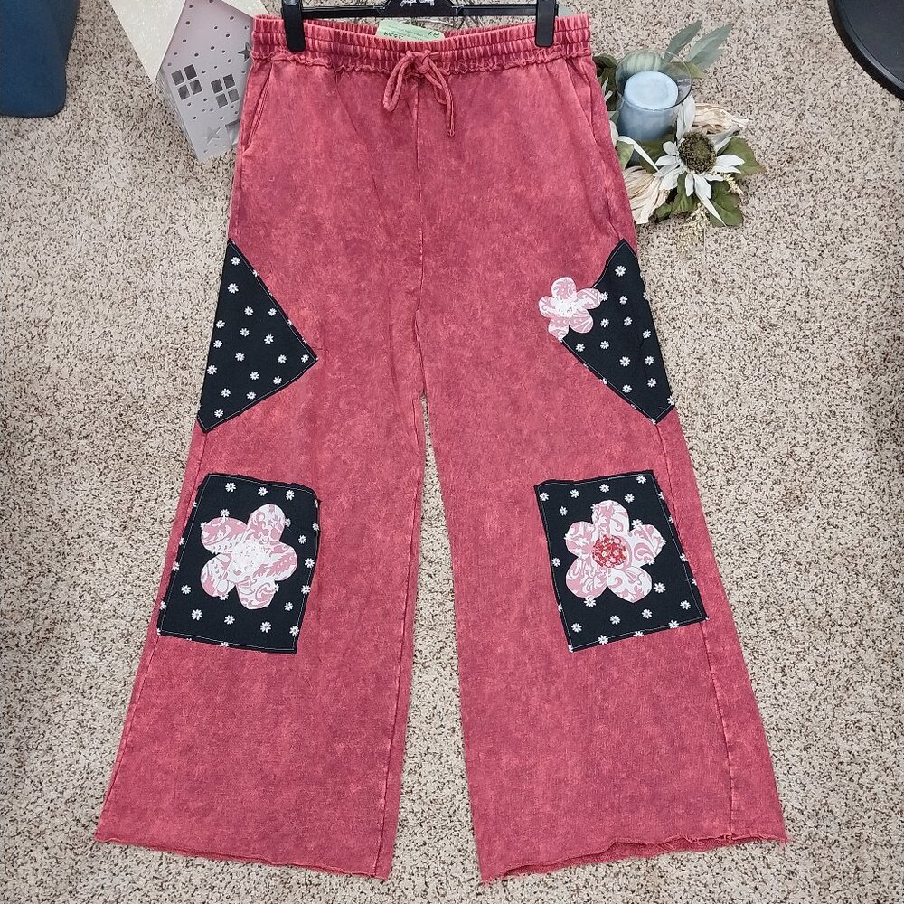 3539 Size 2X Zenana Mineral Washed Upcycled Pull On Pants with Raw Hem,NWT. - Picture 1 of 7